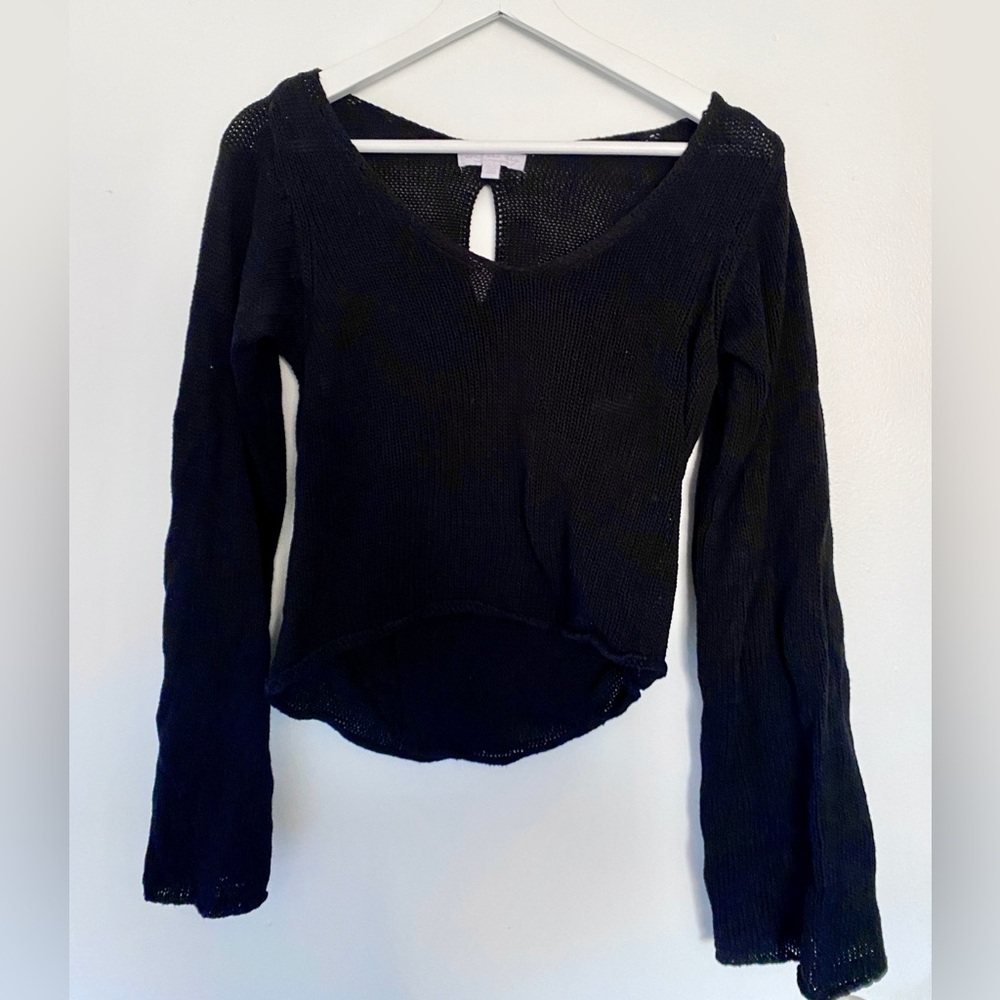 Don’t Ask Why Black Knit Keyhole Long Sleeve Top